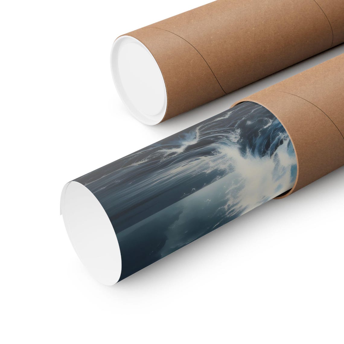 Dramatic Japanese Ocean Waves Crashing Near a Cliffside Temple Poster - Image 2