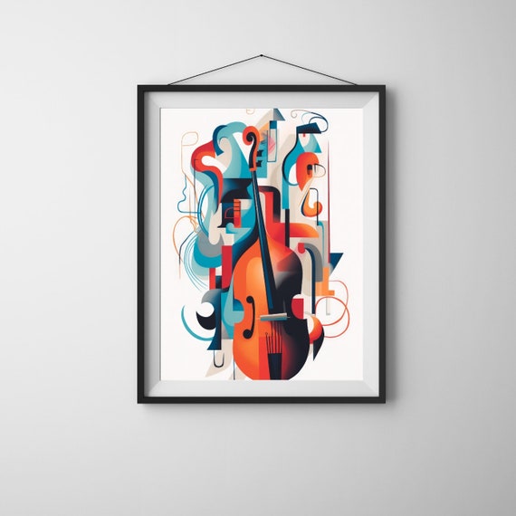 Abstract Guitar Wall Art Music Instrument Print Modern Minimalist Decor