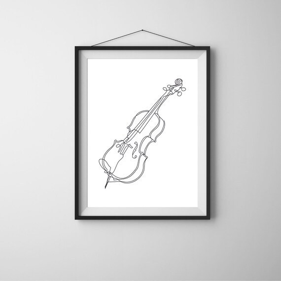 Minimalist Cello Line Drawing Poster Elegant Single Line Music Art