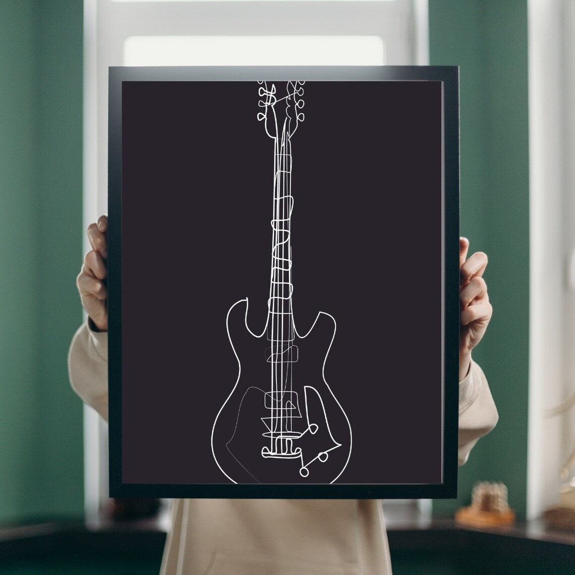 Electronic Guitar Line Art, Minimalist Art Print