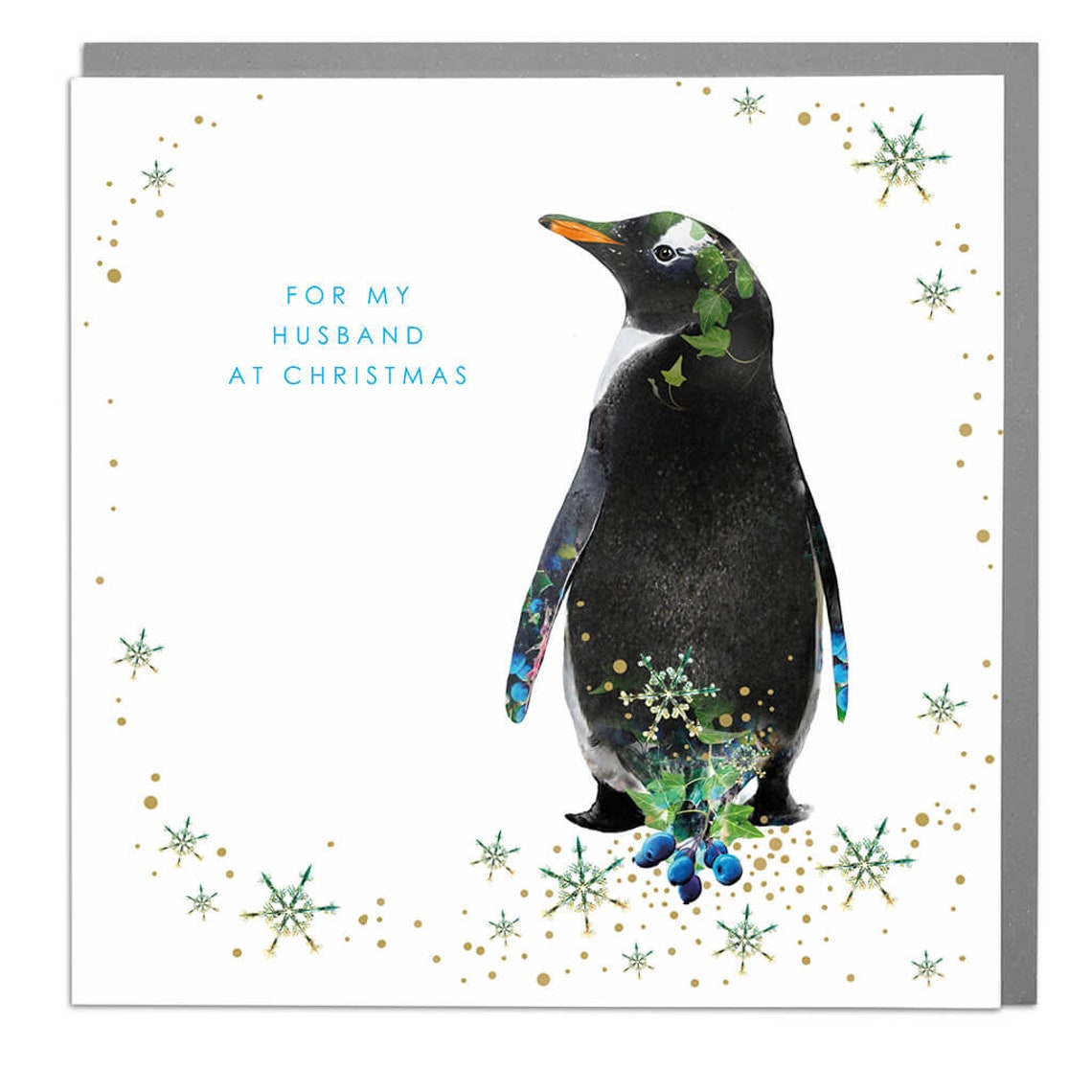 For My Husband at Christmas Penguin Floral Holiday Wall Art Decor