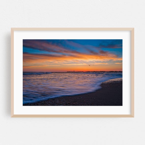 Cape May Print New Jersey Wall Art Sunset Framed Beach Home Decor Seascape Poster Ocean Fine Coast Waves Lighthouse