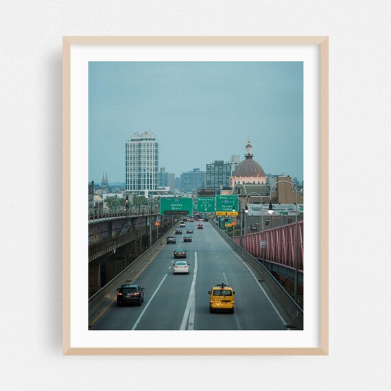 Manhattan Highway Yellow Taxi Skyline Cityscape Travel Poster