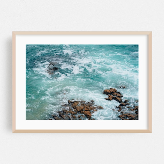 Laguna Beach Ocean Waves Over Rocky Shore Aerial Photo Poster