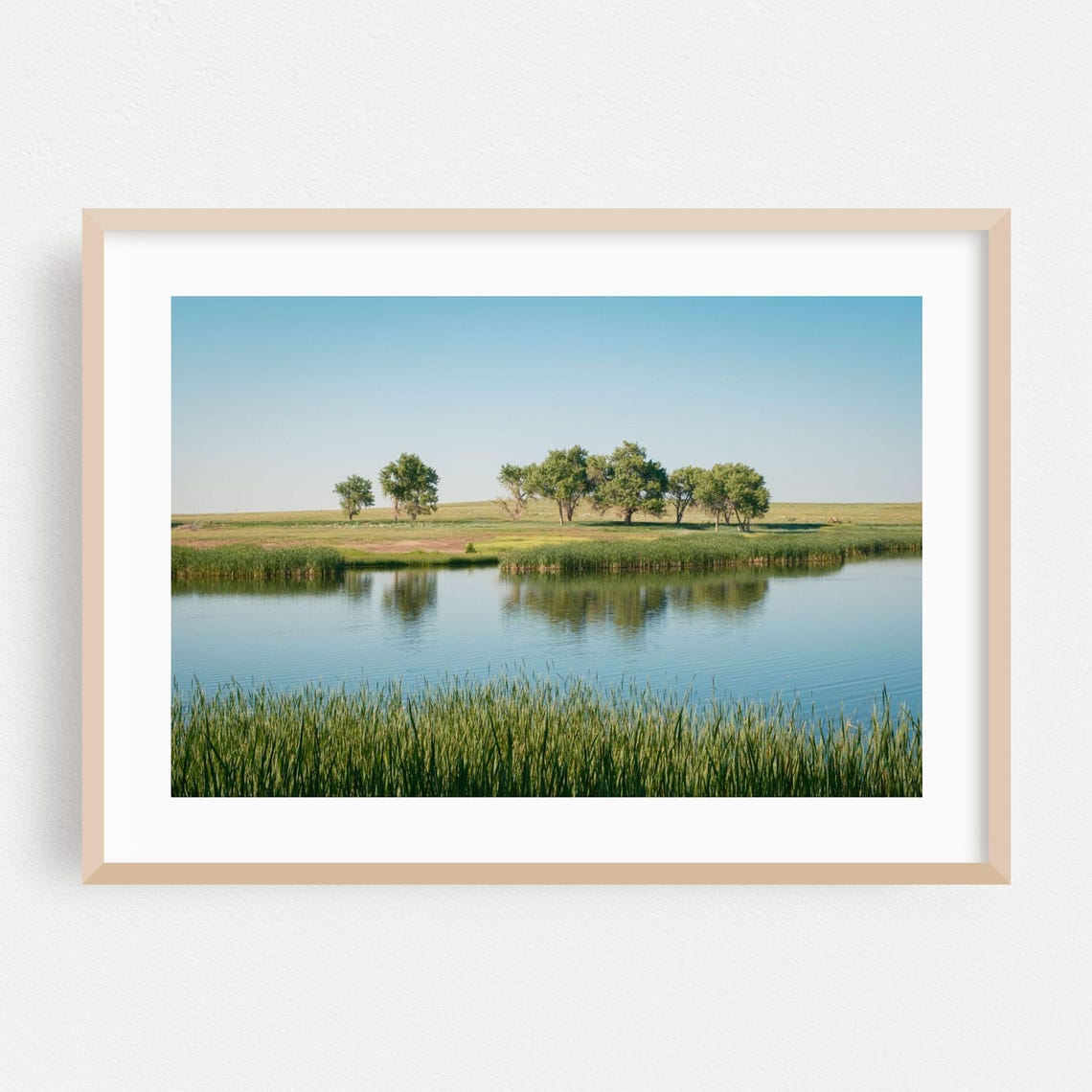 Tranquil Lake Landscape Poster Morning Reflections Trees Nature Decor