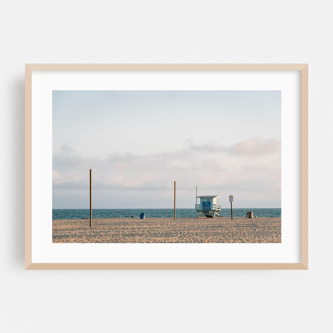 Los Angeles Minimalist Beach Photo Lifeguard Tower Soft Sky Wall Art