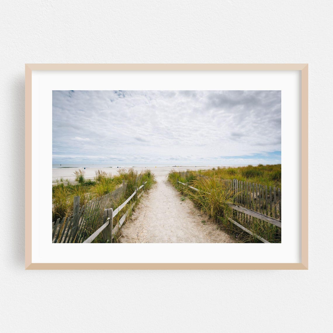 Atlantic City New Jersey Beach Dunes Path Cloudy Day Photo Poster