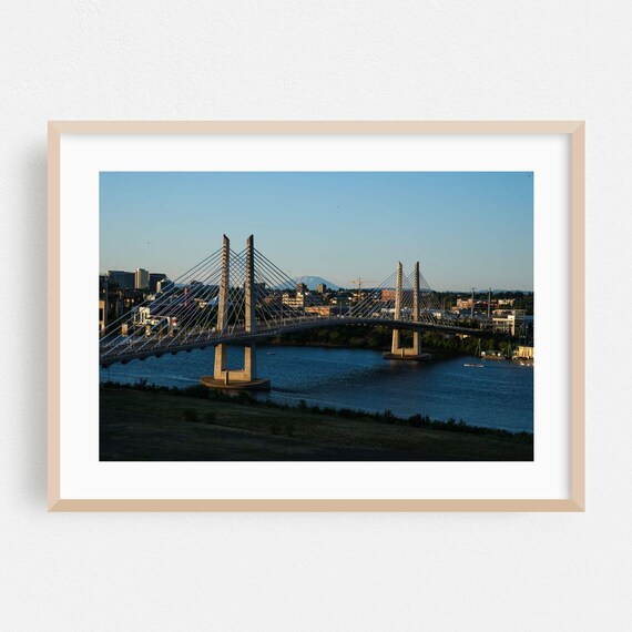 Portland Tilikum Crossing Bridge At Dusk River City View Poster