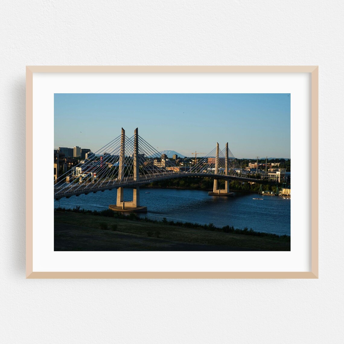 Portland Tilikum Crossing Bridge At Dusk River City View Poster