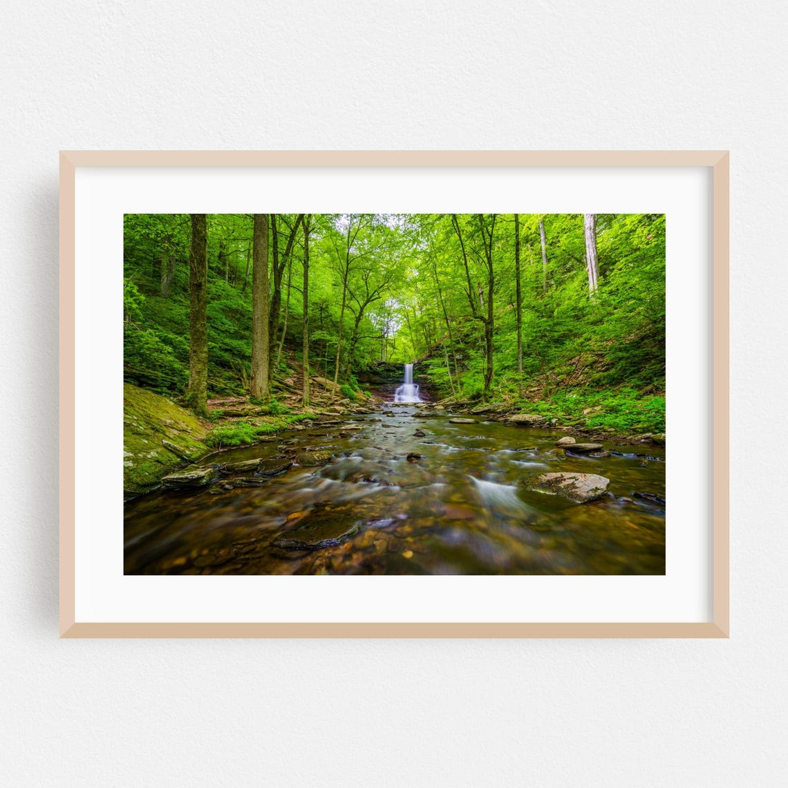 Pennsylvania Print Waterfall Wall Art Forest Framed Nature Home Decor Landscape Poster Scenic Fine Summer Botanical