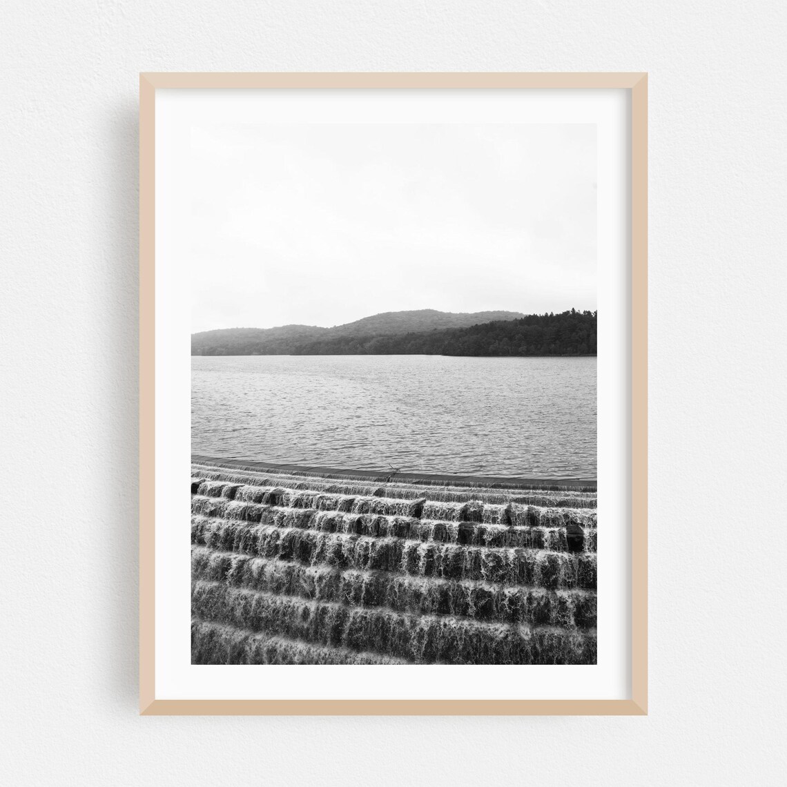 Croton Dam Stepped Waterfall Black And White New York Fine Art Poster