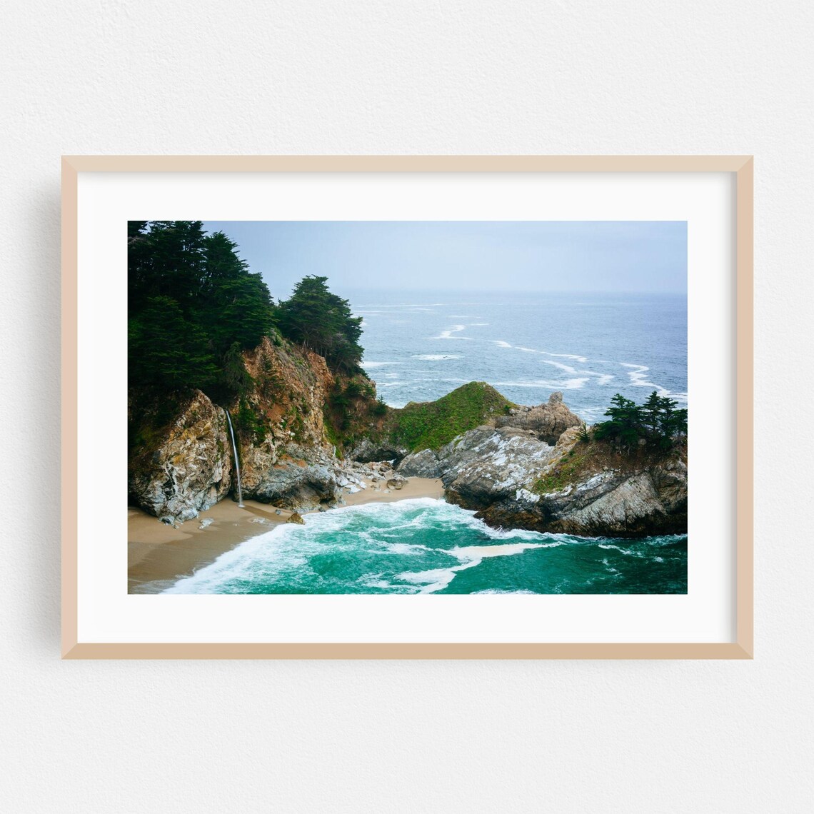 Big Sur California Waterfall Beach Rugged Coast Photo Poster Art