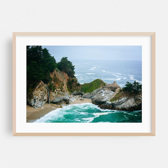 Big Sur California Waterfall Beach Rugged Coast Photo Poster Art