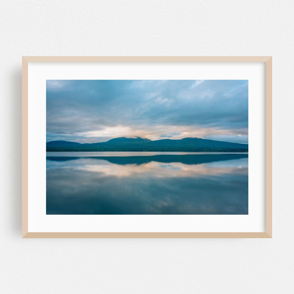 Serene Mountain Lake with a Perfect Mirror Reflection at Dawn Poster