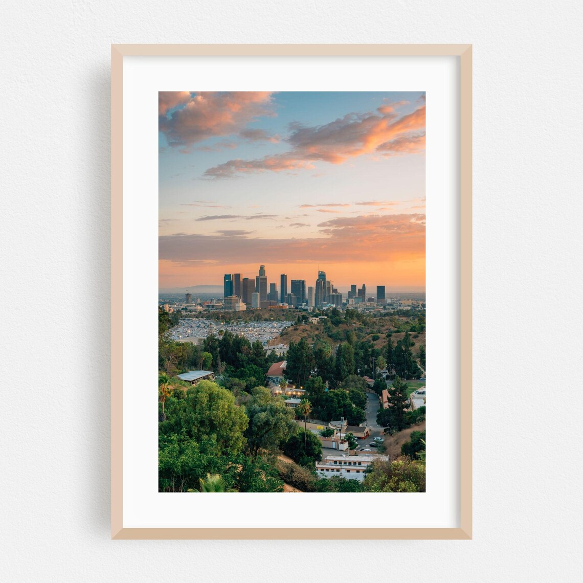 Los Angeles Skyline At Sunset Hillside City View Photography Poster