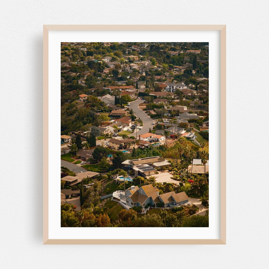 La Mesa California Hillside Neighborhood Aerial Photography Art Print