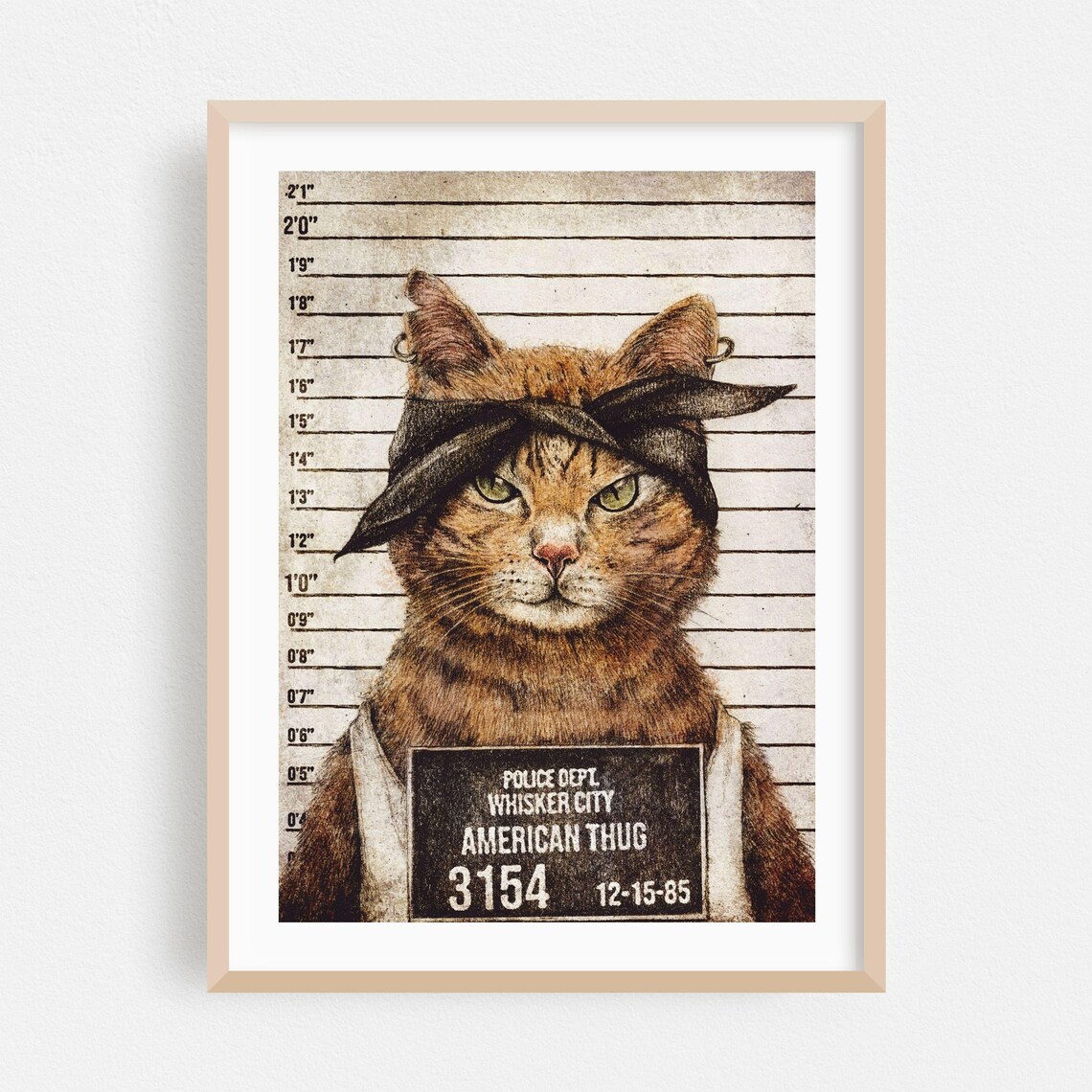 Thug Cat Mugshot Police Dept Whisker City Funny Cat Lover Poster