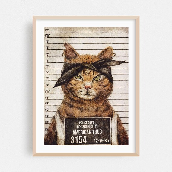Thug Cat Mugshot Police Dept Whisker City Funny Cat Lover Poster