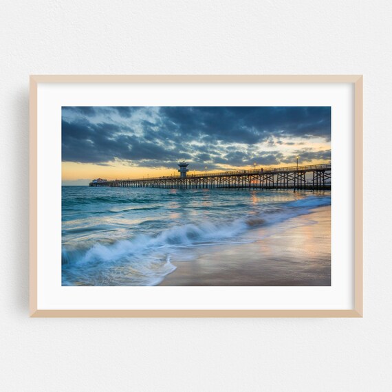 Seal Beach Print Wall Art Framed Sunset Home Decor Ocean Poster Coast Fine Waves Scenic Photography