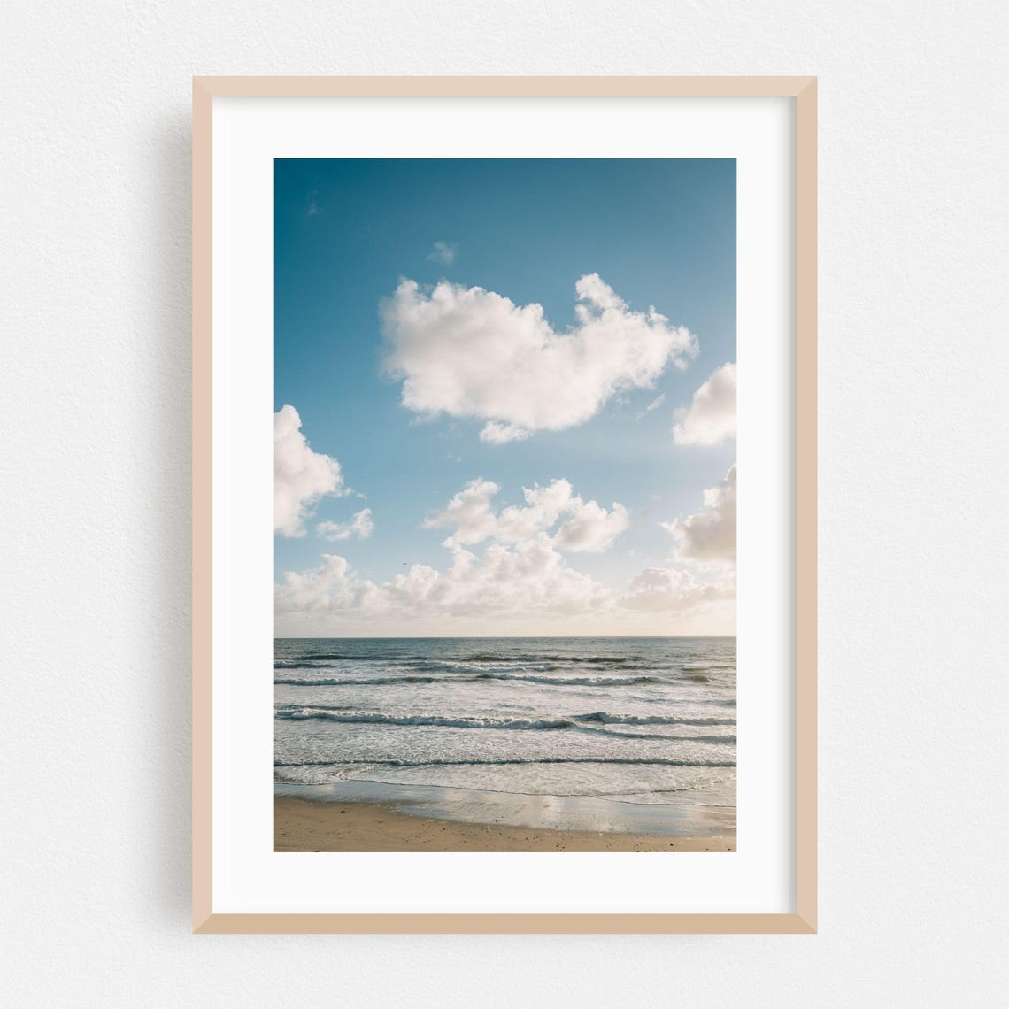 Del Mar Beach Rolling Ocean Waves Blue Sky Minimalist Photo Print