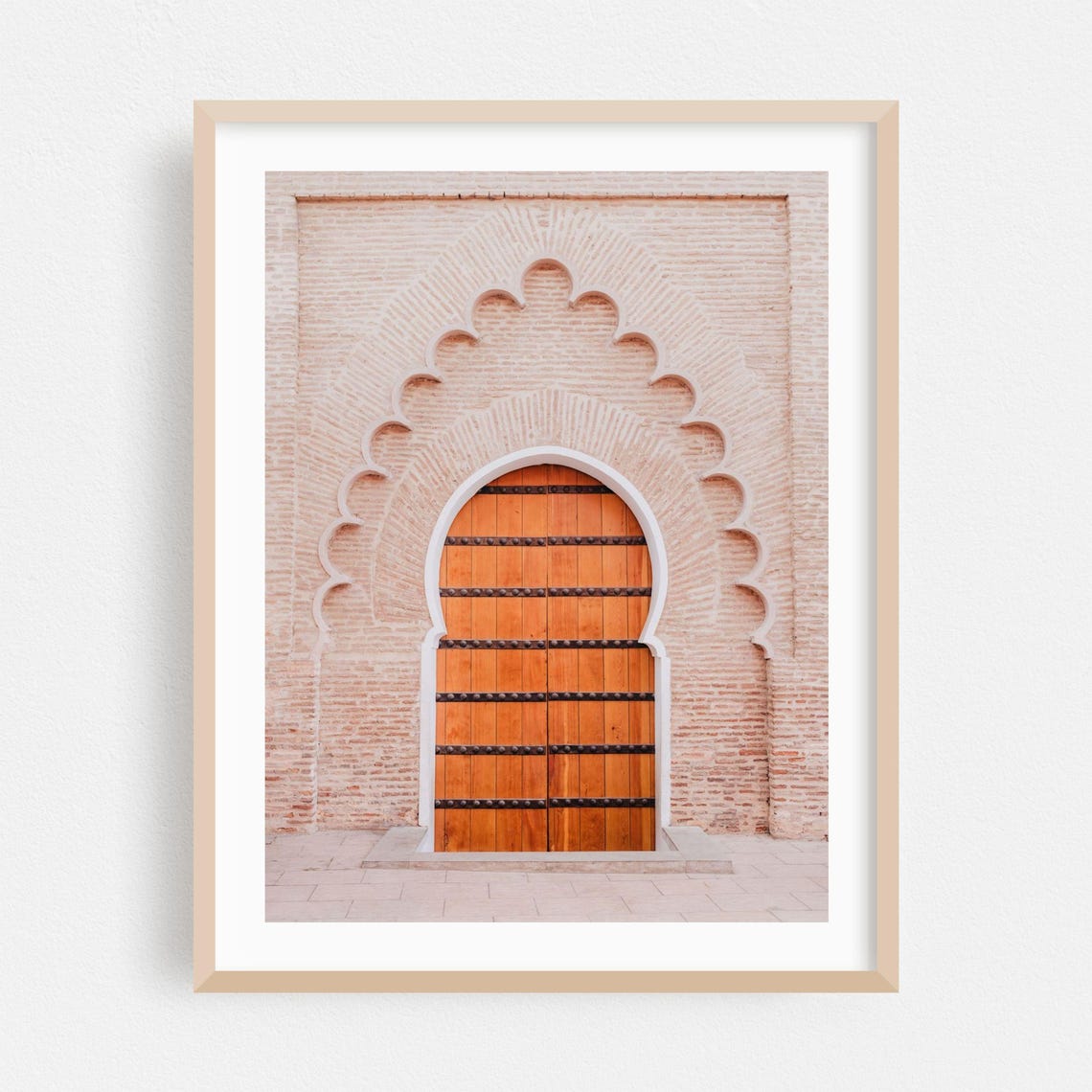 Marrakesh Scalloped Arch Door Poster Moroccan Brick Wall Travel Decor