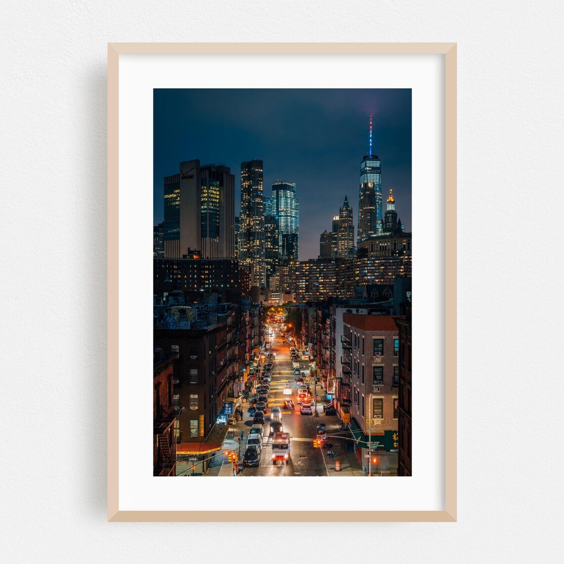 Manhattan Night Street Skyline City Lights Photography Poster