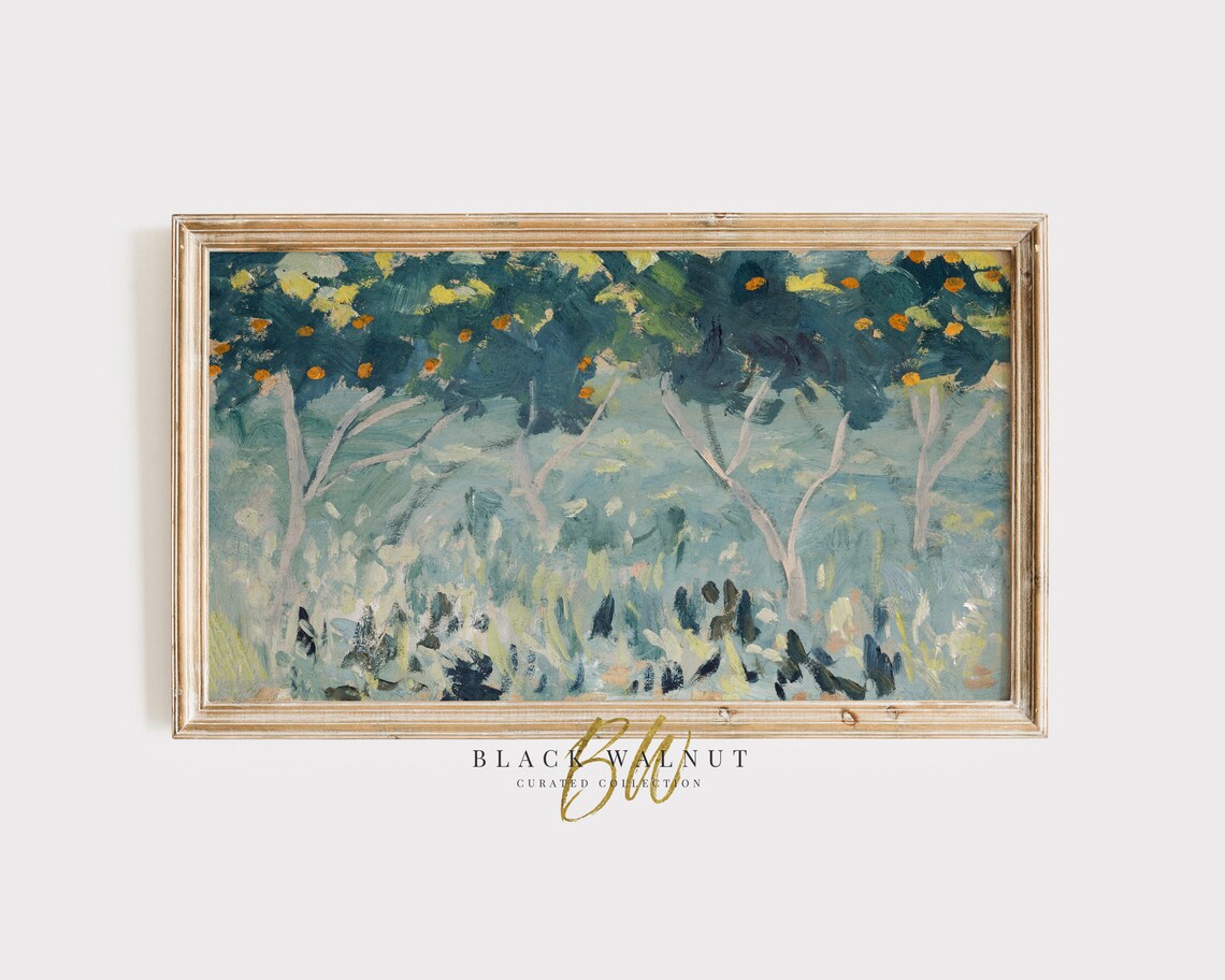 Abstract Orange Tree Vintage Painting Art Print