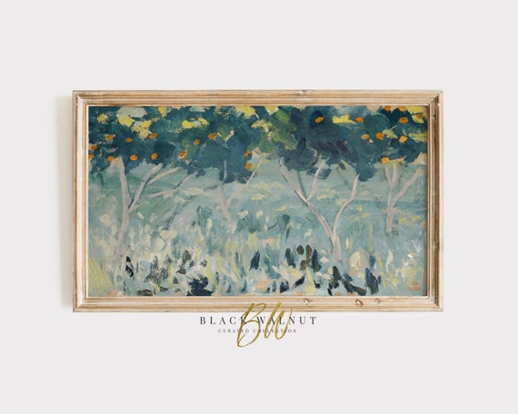 Abstract Orange Tree Vintage Painting Art Print