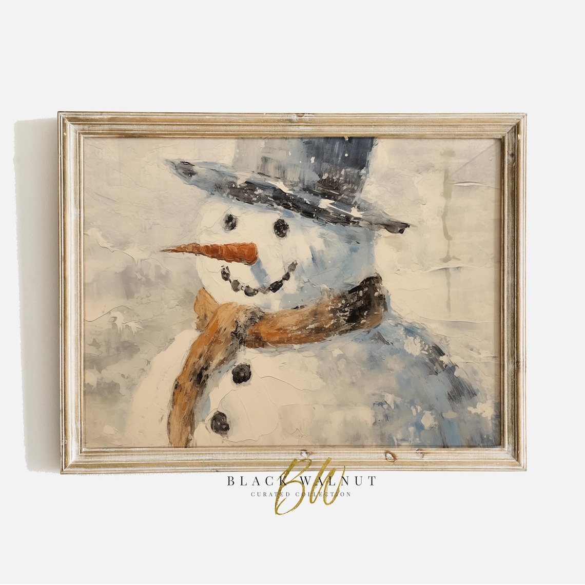Snowman Winter Rustic Farmhouse Art Print