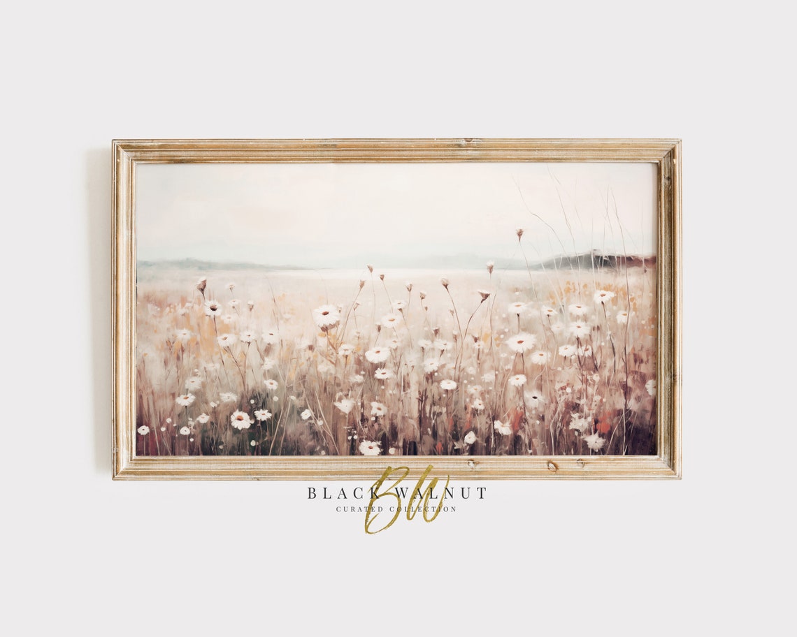 White Daisy Wildflower Meadow Warm Summer Field Landscape Art Poster