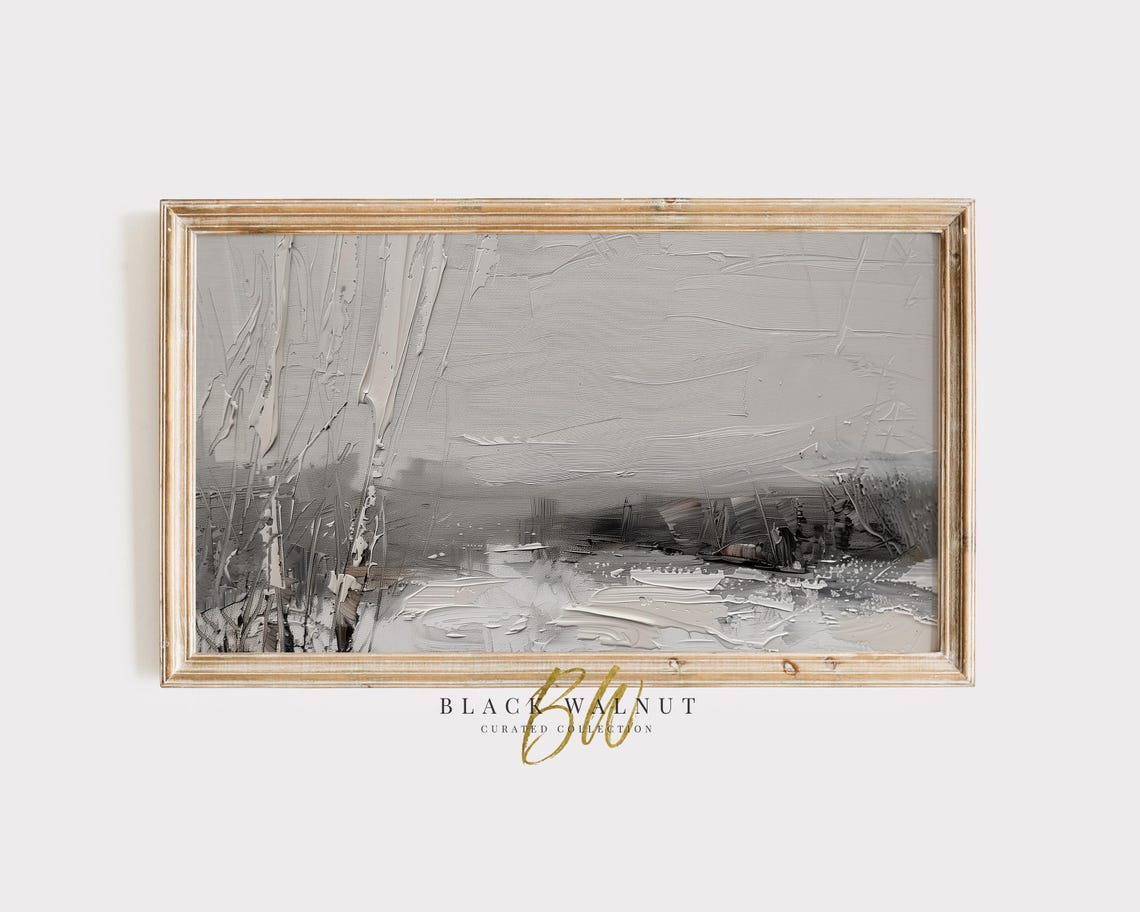 Abstract Gray Winter Landscape Textured Minimalist Neutral Art Poster