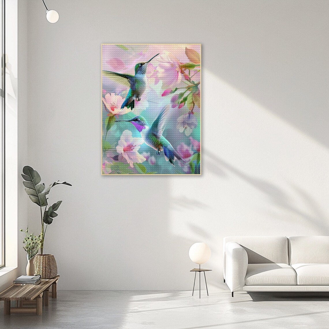 Personalized Hummingbird Flowers Diamond Art Print - Image 3