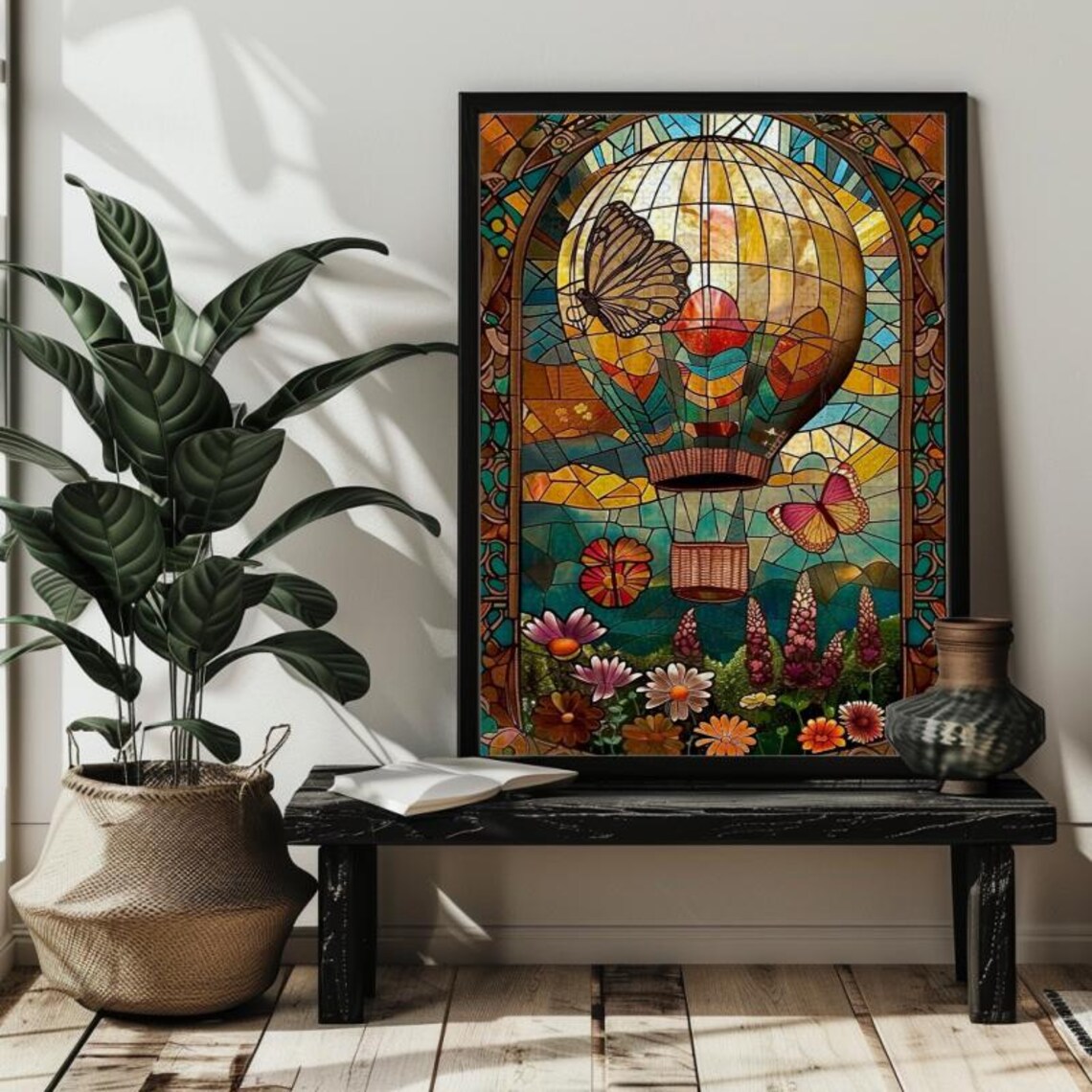 Stained Glass Hot Air Balloon Wall Decor - Image 2