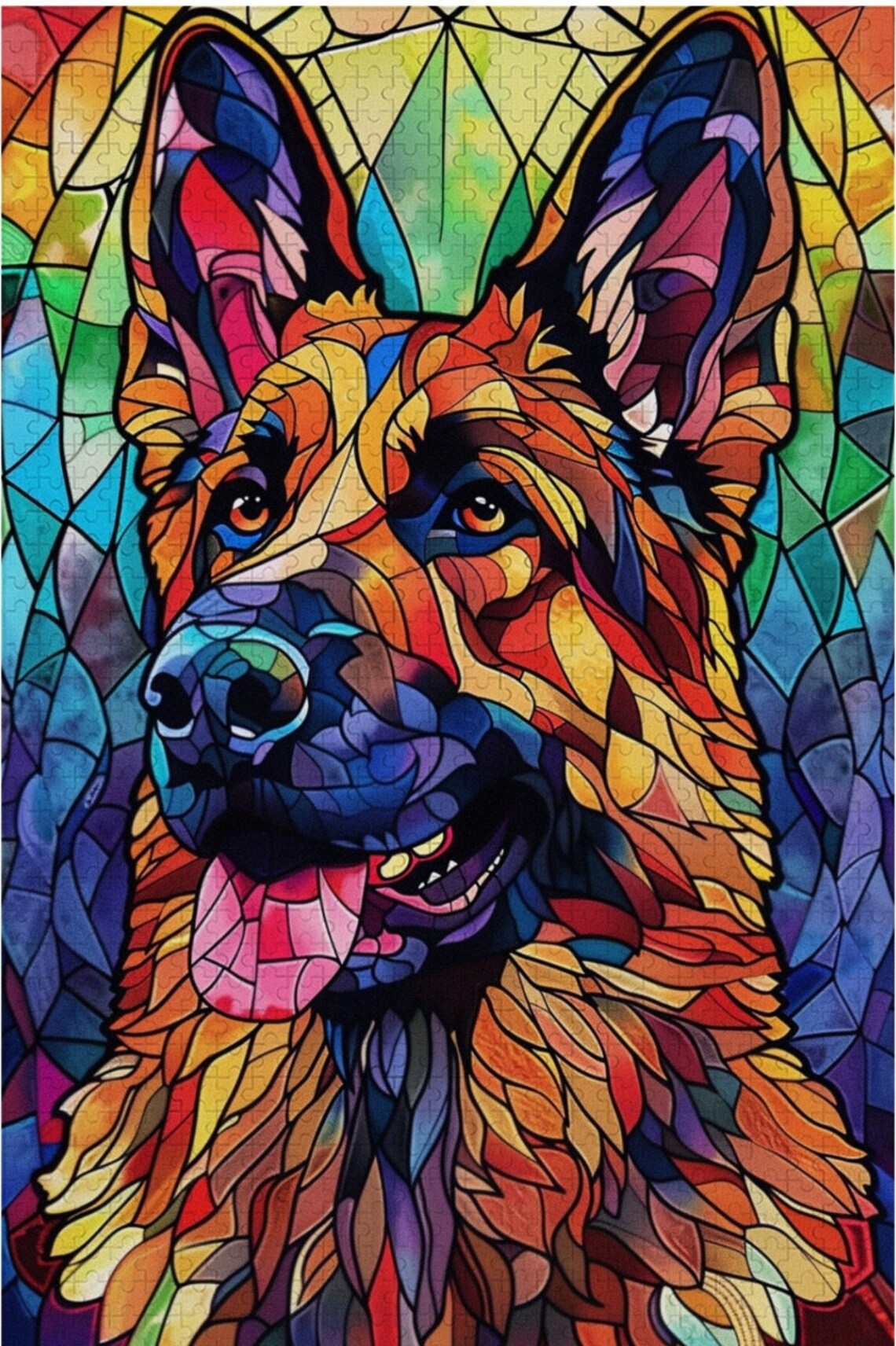 German Shepherd Stained Glass Puzzle Art Print - Image 2