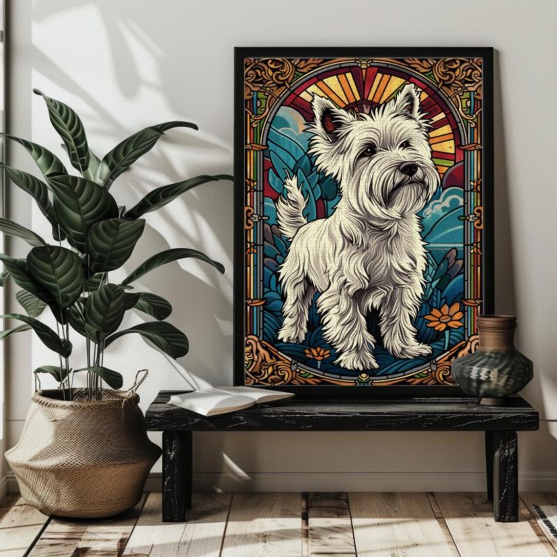 Stained Glass West Highland Terrier Dog Art Print - Image 3