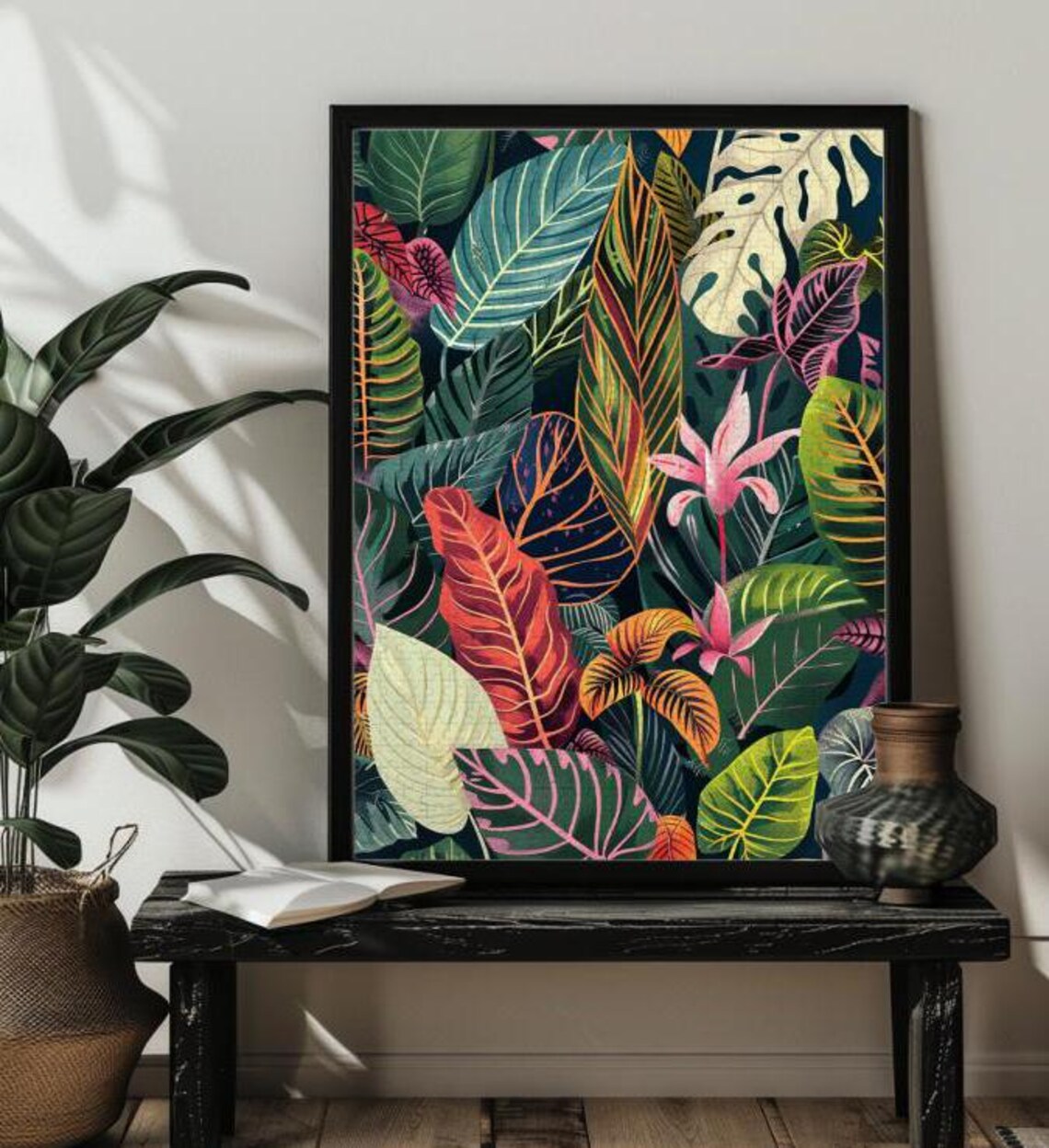 Abstract Floral Plant Art Print, Botanical Puzzle Style - Image 2