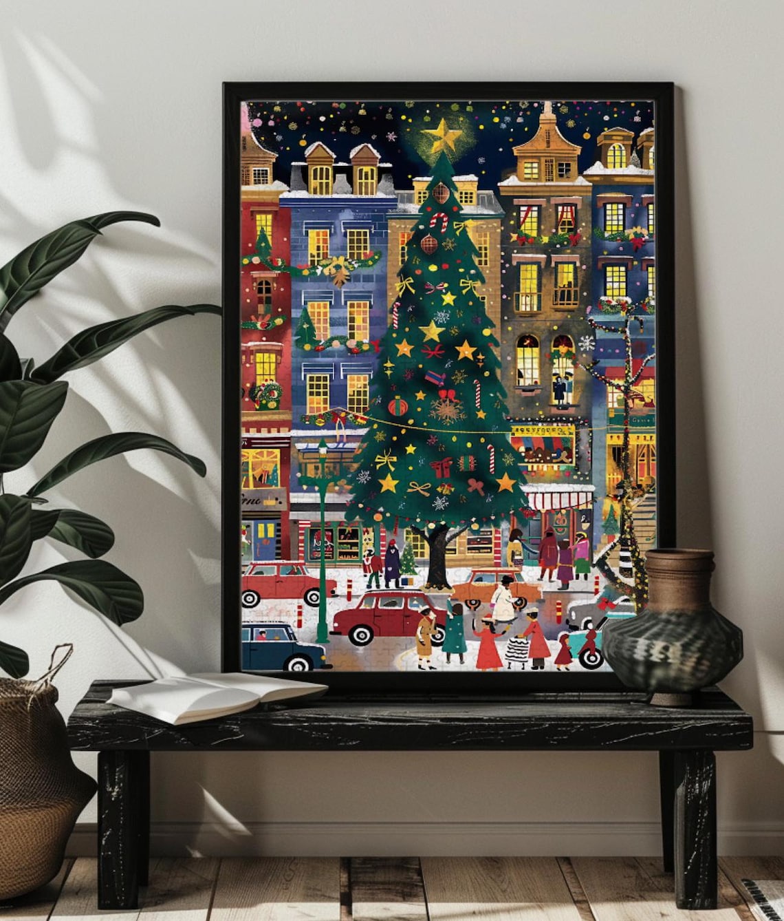 Christmas Snowy Scene, Whimsical Winter Village - Image 4