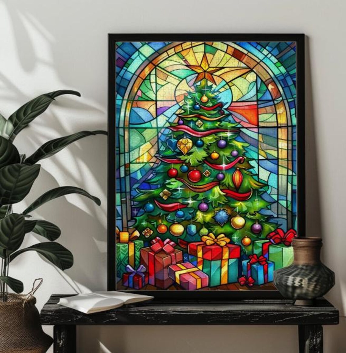 Stained Glass Christmas Tree Holiday Art Print - Image 4