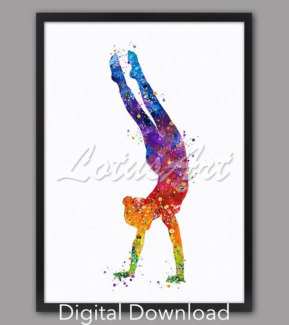 Gymnastics Girl Art Poster Sports Watercolor Print Nursery Gifts Colorful Painting Kids Room Decor Acrobatic Art