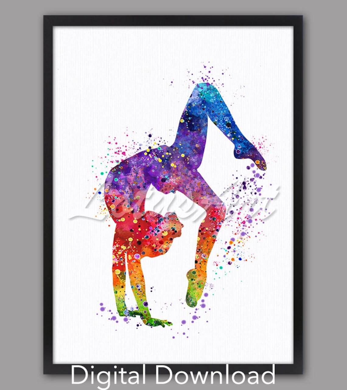 Gymnastics Tumbling Watercolor Art Print, Nursery Decor