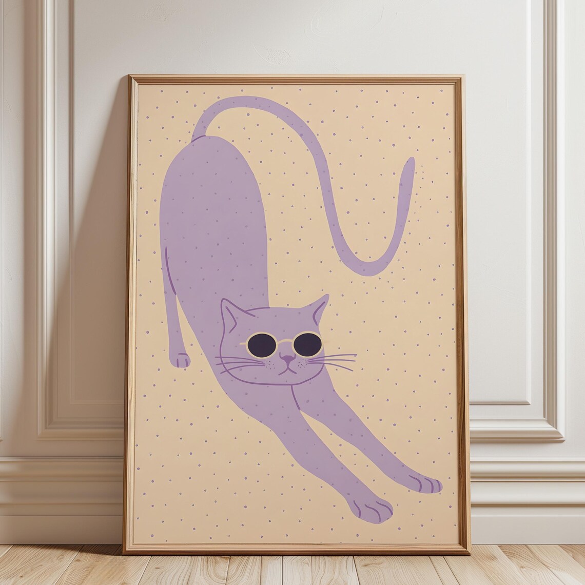 Stretching Cat Modern Cute Lover Art Print