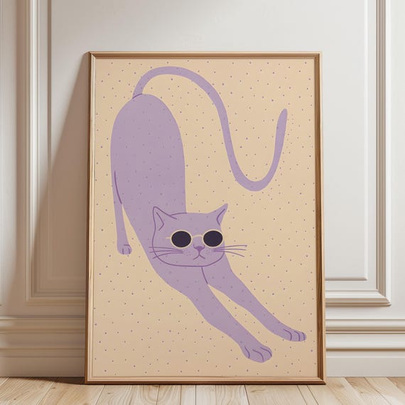 Stretching Cat Modern Cute Lover Art Print