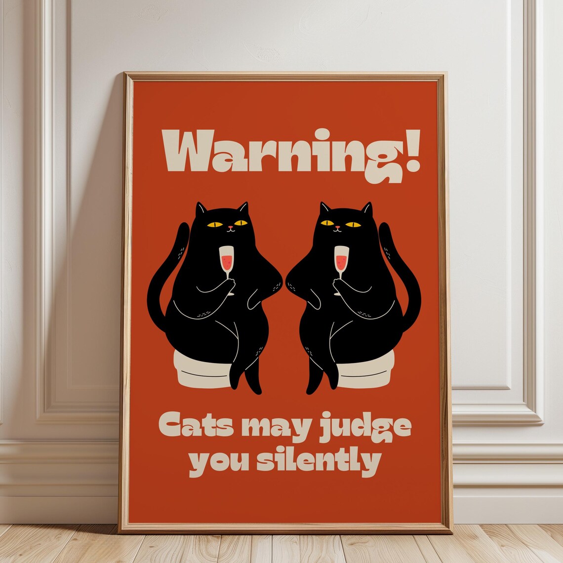 Funny Cats Retro Funky Animal Illustration, Cat Lover Gift