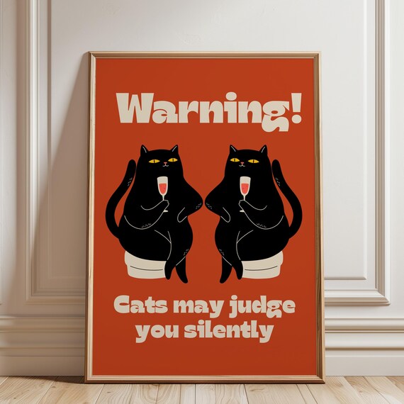 Funny Cats Retro Funky Animal Illustration, Cat Lover Gift