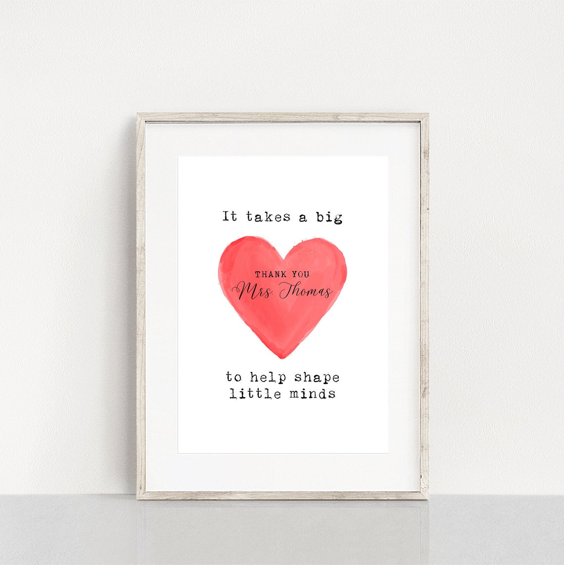 It Takes A Big Heart Personalized Teacher Thank You Wall Art - Image 2
