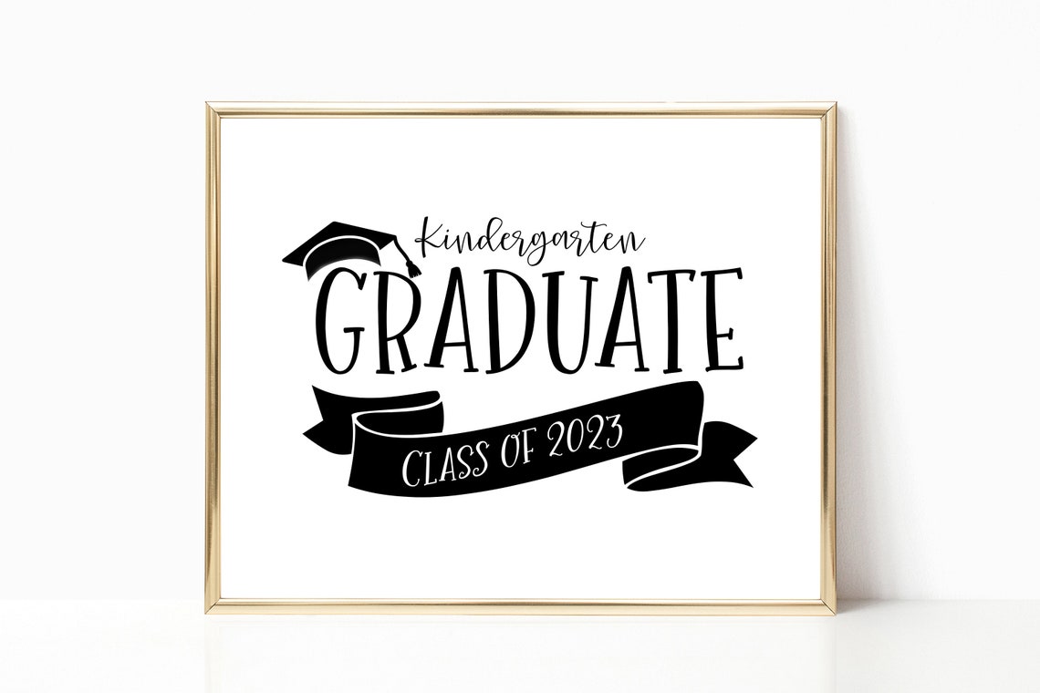 Kindergarten Graduate Class Of 2023 Cap Ribbon Celebration Wall Art