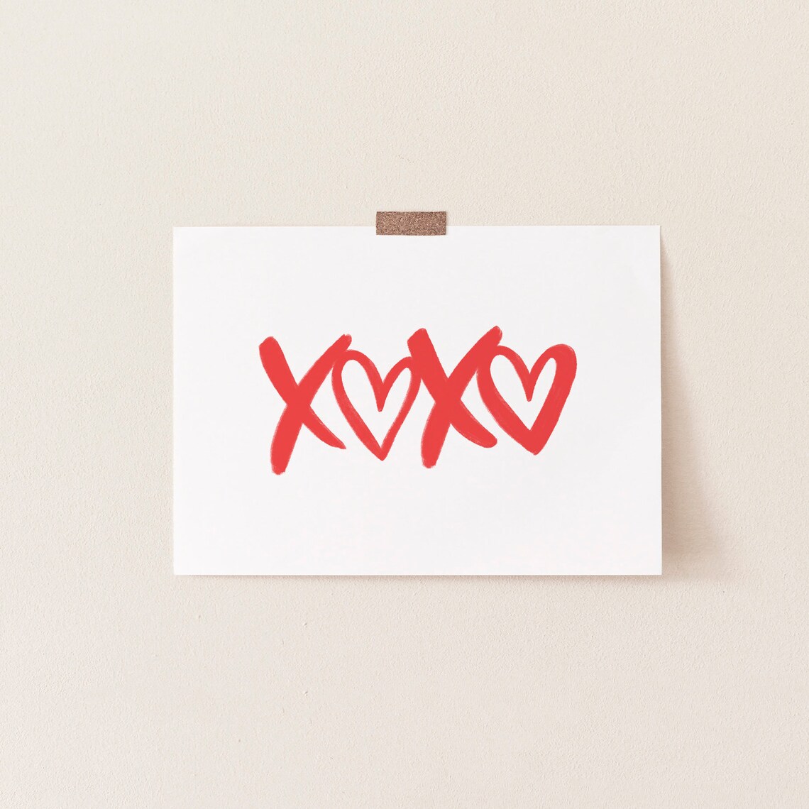 XOXO Red Watercolor Hearts Valentine Love Hugs Kisses Poster - Image 2