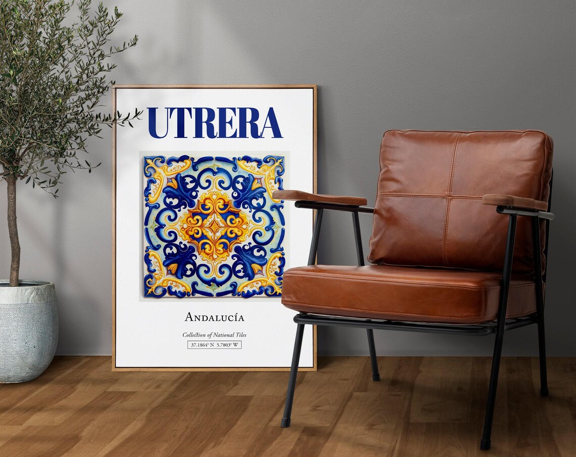 Utrera Andalucia Spain Folk Tile Art Print, Kitchen