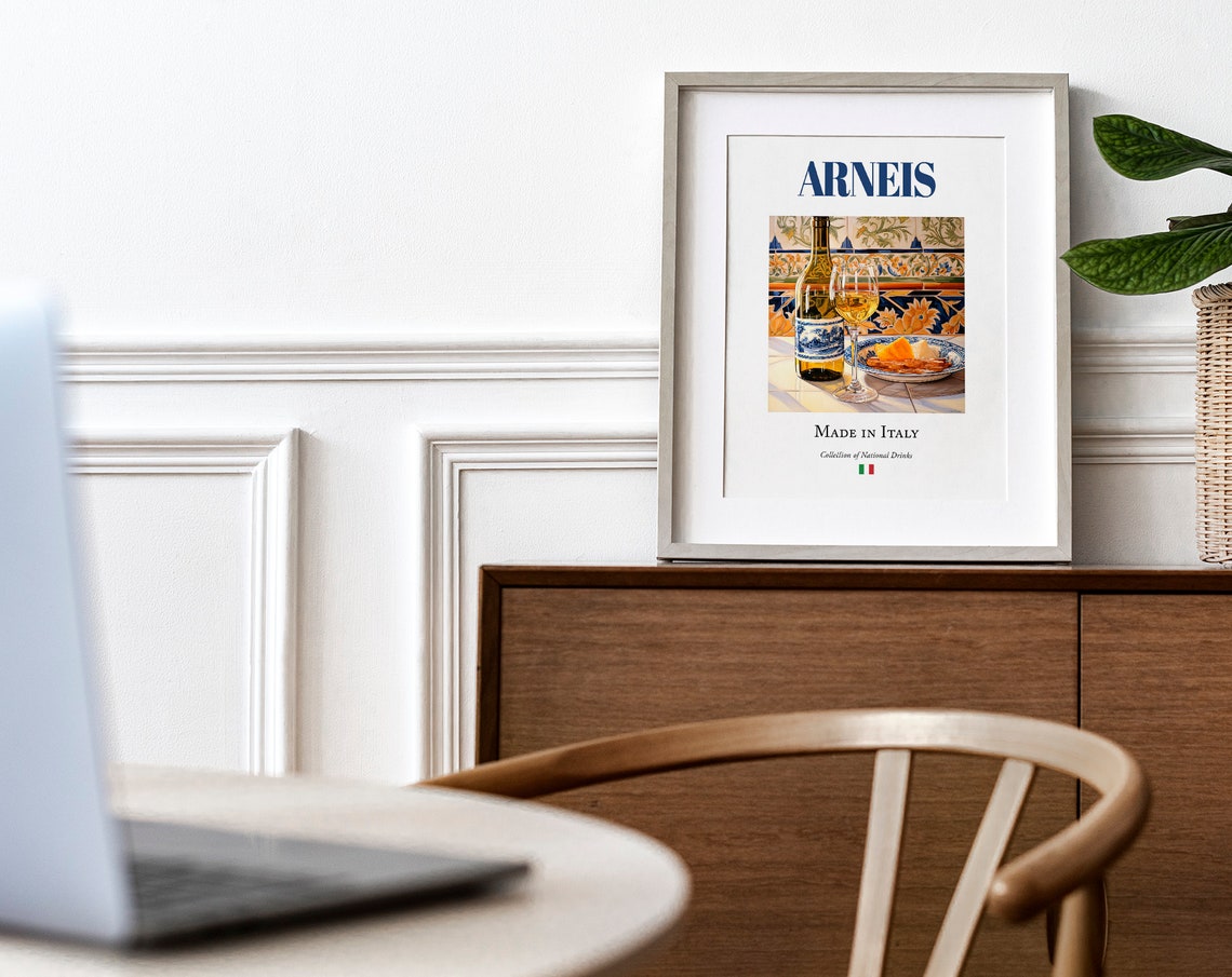 Arneis Wine on Maiolica Tile, Italian Kitchen Poster - Image 4