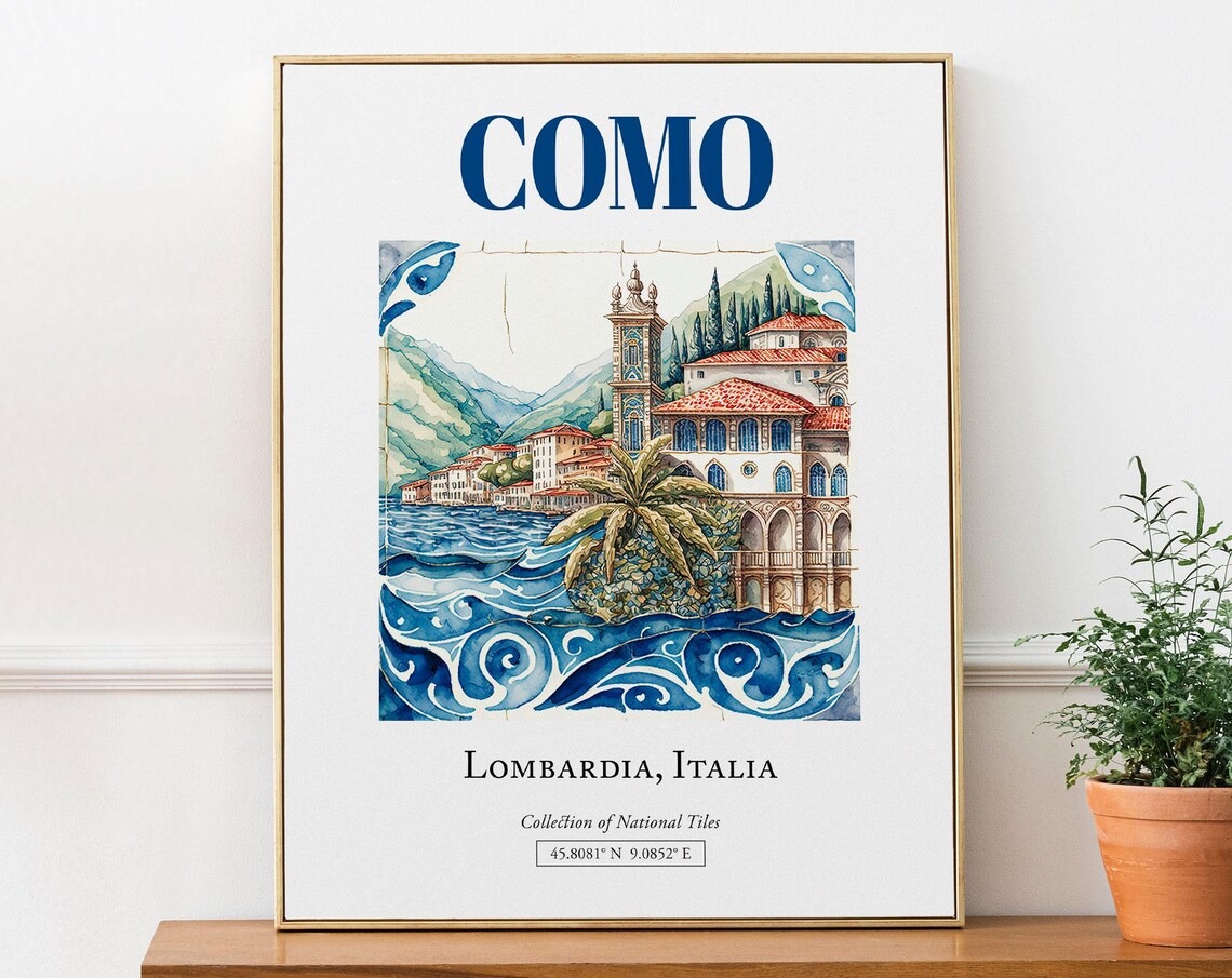Como Lombardia Italy Folk Maiolica Tile Art Print